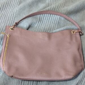 Ted Baker Dusty Rose Pebbled Leather Shoulder Bag with Gold Accents